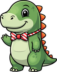 endearing green character in stylish bowtie extends a joyful greeting