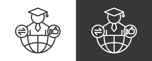 Student Icon Set Vector Collection Isolated In Black And White