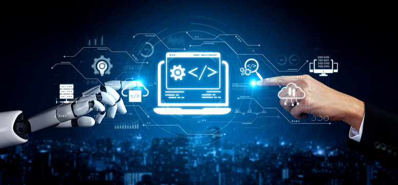 AI streamlines web development with smart coding tools, interface automation, and futuristic design systems for building efficient online platforms. Artificial intelligence spline