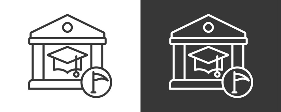 University Icon Set Vector Collection Isolated In Black And White