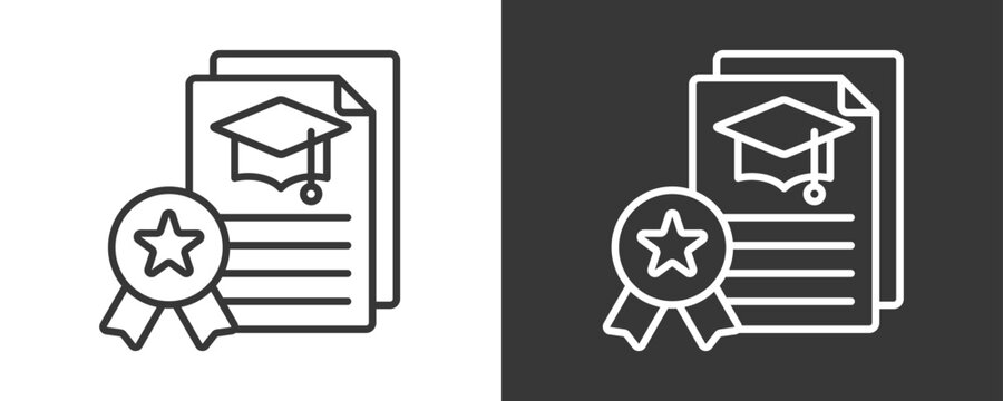 Degree Icon Set Vector Collection Isolated In Black And White