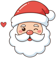 Cheerful Vector Christmas Santa Winking with Love Icon