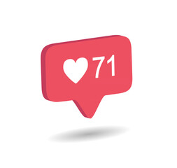 Fototapeta premium like notification icon. like notification png. like notification isolated. like notification 3d