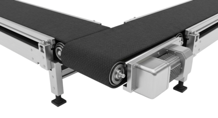 Modern L-shaped Industrial Conveyor Belt System 3D Render