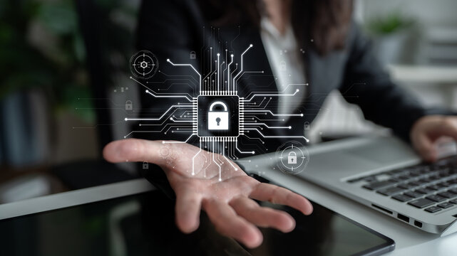 Cyber security system protecting digital infrastructure. Cyber security ensures data safety, prevents breaches, cyber security strengthens defense, and supports secure operations. Latch
