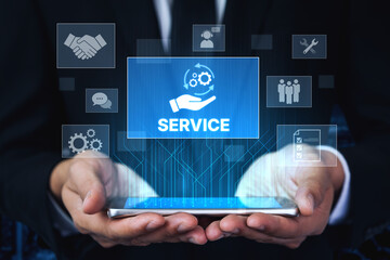 Customer service and support workflow with cooperation, communication, maintenance, and checklist icons for efficient service operation and user satisfaction Vouch