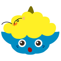 豆が当たって驚いた顔のかわいい青鬼