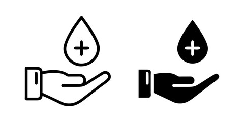 Blood Donation outline and pictogram Icon for Health, Charity, and Medical Awareness
