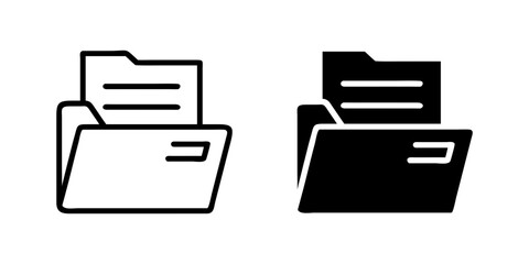 Document Folder outline and pictogram Icon for File Management, Organization, and Office Use