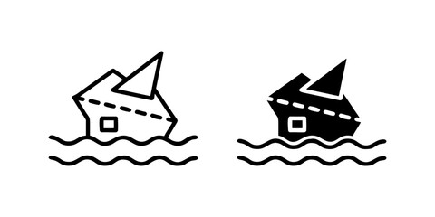 Disaster Relief outline and pictogram Icon for Emergency Aid, Rescue, and Humanitarian Support