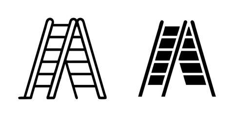 Emergency Ladder outline and pictogram Icon for Fire Safety, Rescue, and Evacuation Design