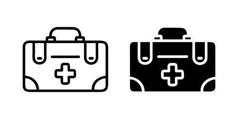 Emergency Kit Bag outline and pictogram Icon for Safety, First Aid, and Disaster Preparedness