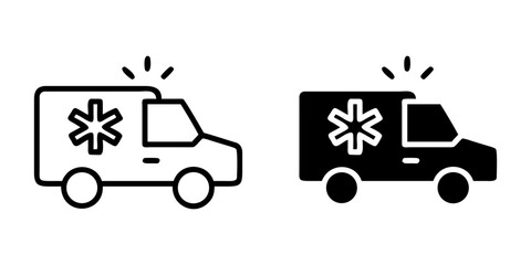 Emergency Transport outline and pictogram Icon for Ambulance, Rescue, and Medical Services