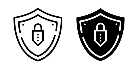 Safety Shield outline and Pictogram Icon for Protection, Security, and Defense Design