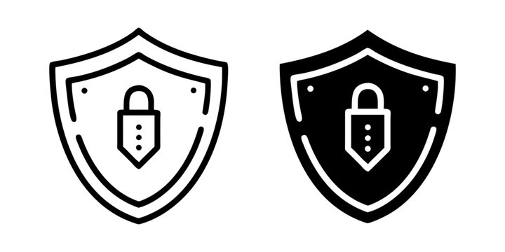 Safety Shield outline and Pictogram Icon for Protection, Security, and Defense Design