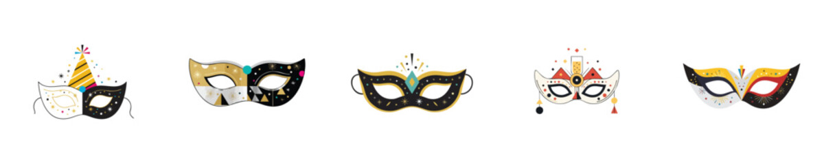 Masquerade Mask Vector Decorative Flat Design Carnival Party Accessory for Festive Celebration Theme
