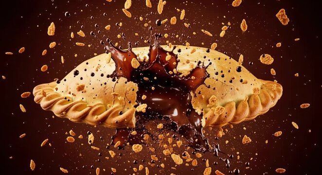 Decadent chocolate empanada explodes with rich gooey filling and crunchy crumbs