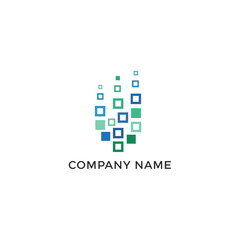 Abstract Digital Squares Technology Logo Design.