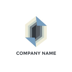 Abstract Geometric Hexagon Logo with Layered Arrows.