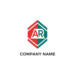 Fototapeta premium AR Company Name Logo Design in Hexagon Shape.