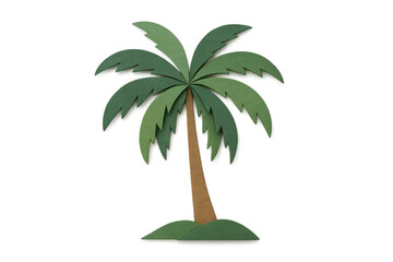 Obraz premium Palm tree made from cutout paper, creating a tropical island vacation concept, transparent background with copy space