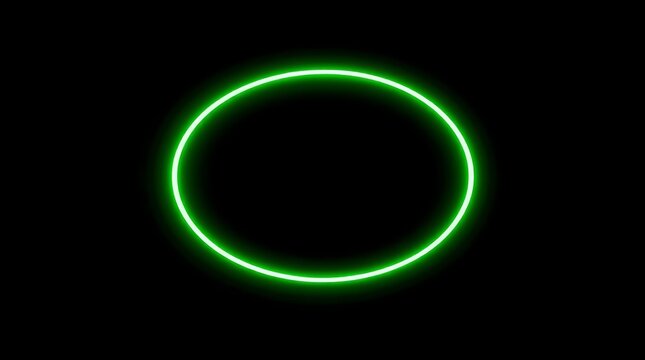 Bright green neon circle on a black background