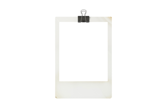 Vintage-style instant photo frame with a blank space, isolated on transparent background, png