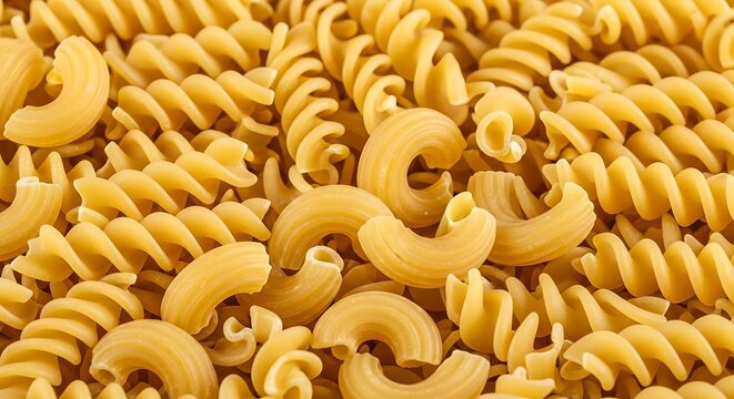 Dry Pasta Filling Frame, Tan Fusilli and Elbows, Carbohydrates
