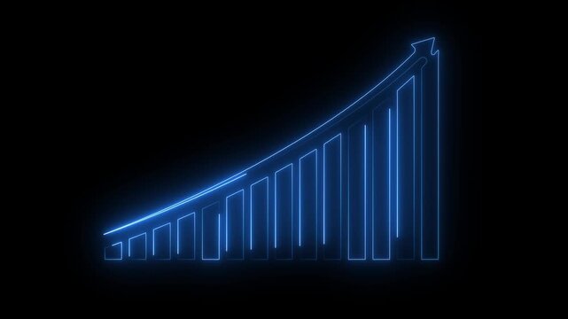 neon Business growth in graph chart showing marketing sales profit increasing to future target. business graph success animation arrow,Business growth concept graph chart showing marketing sales. - Powered by Adobe