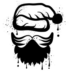 Santa hat and beard graffiti with black spray paint