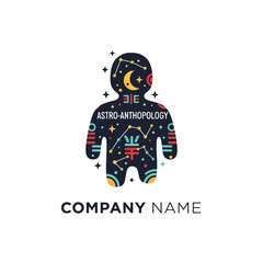 Astro-Anthropology Logo Design Featuring Constellations and Cosmic Elements.