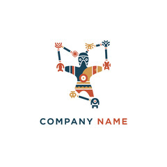 Colorful Abstract Robot Figure Logo Design for Modern Tech Company.