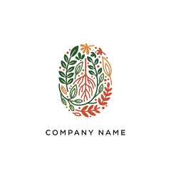Elegant botanical logo design with leaves and roots, company branding.