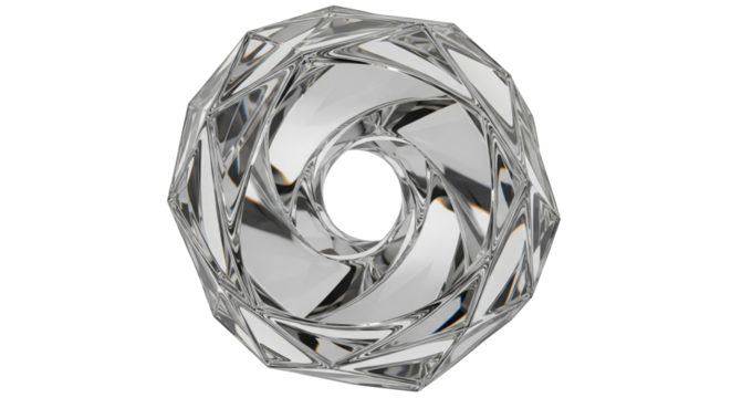 Elegant Crystal Geometric Abstract Sculpture on White Background