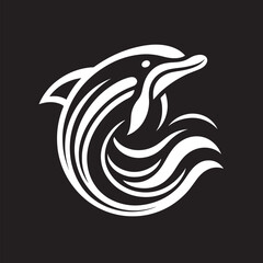 Obraz premium Dolphin logo on a black background. Design element for tattoo