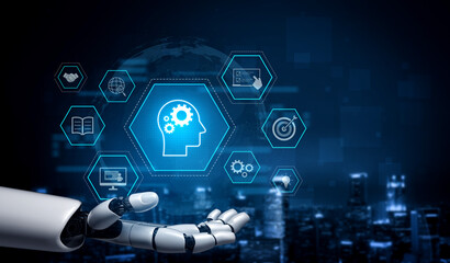 AI or human-driven skill acquisition and training with icons of knowledge, goals, task management, and system optimization Vouch