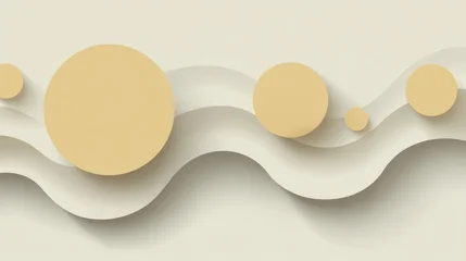 Papier peint photo Style Japandi Abstract design featuring layered waves and geometric circles in soft beige tones on a light background for modern minimalist aesthetics  © buraratn