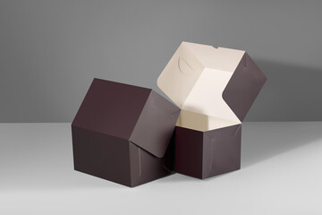 Open brown box mockup without logos 