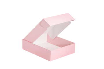 Mockup of a open pink large corrugated cardboard box
