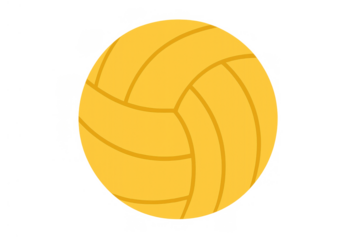 Yellow textured water polo ball with characteristic panel pattern, symbolizing aquatic sport and competition, on transparent background