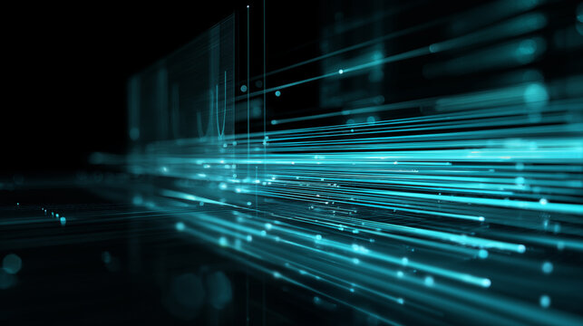 Dynamic abstract light speed data flow and interconnected network pathways, representing the core essence of modern technology and IT infrastructure advancements - Powered by Adobe