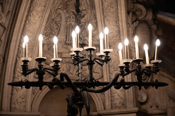 Ceiling lamps and architectural elements eclectic Beaux-Arts style of Second Empire in France, elements of neo-baroque, classicism and Roman architecture, golden stucco, rich decoration