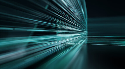 High-speed data streams moving through a digital dimension, an abstract representation of advanced technology and IT