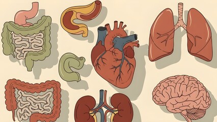 Retro Flat Medical Icons With Muted Colors