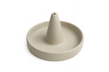 Ceramic incense holder standing on a tray, designed for cone incense, bringing aromatherapy and meditation concepts, transparent background