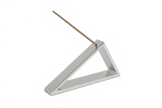 Incense stick burning in a modern minimalist burner, promoting relaxation, meditation, and aromatherapy on transparent background