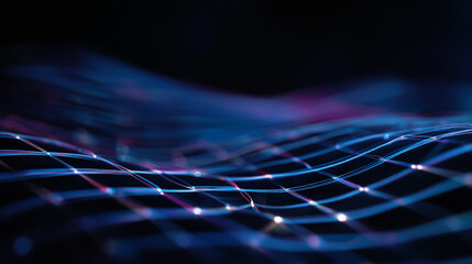 Futuristic Grid Technology and IT Concept Visualization with Glowing Lines and Digital Network