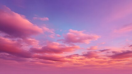 Obraz premium Serene Sunset Sky with Soft Pink and Purple Clouds Over Tranquil Horizon, Perfect for Nature and Landscape Projects and Backgrounds