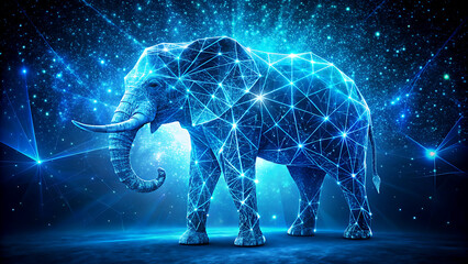 Digital elephant illustration a futuristic design with glowing lines and geometric patterns suitable for technology and innovation concepts