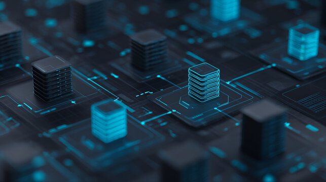 Data Centers and IT Technology Abstract Visualization of Network Architecture
